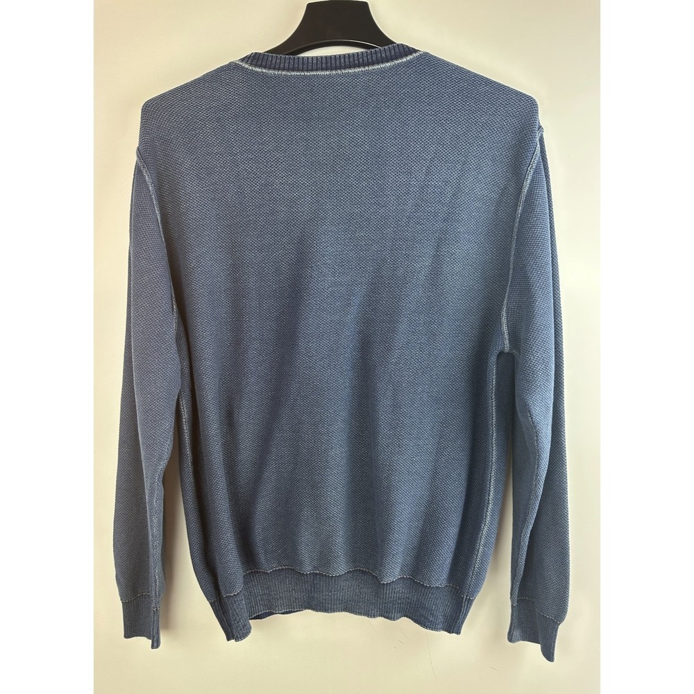 Bullock & Jones Indigo Cotton Cardigan Sweater Mens Large Blue Textured Peru - Picture 11 of 12
